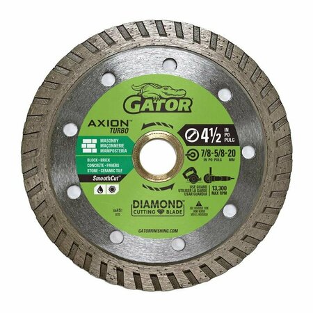 GATOR SmoothCut 4-1/2 in. D X 5/8 and 7/8 in. Diamond Turbo Rim Saw Blade 389878
